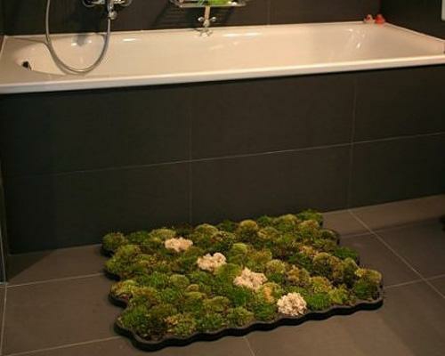 lebende badematte grün originell design dunkel eingebaut badewanne