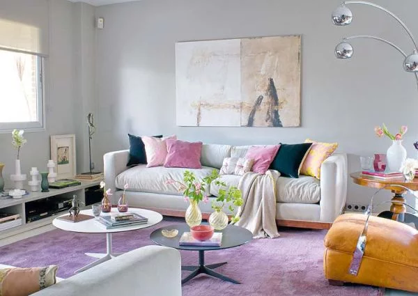 lila farbkombination  schminktisch sofa bequem blass nuancen