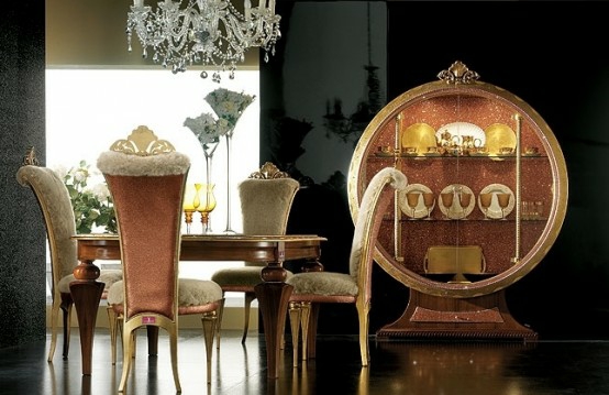 luxus esszimmer möbel baige gold kristallen prächtig