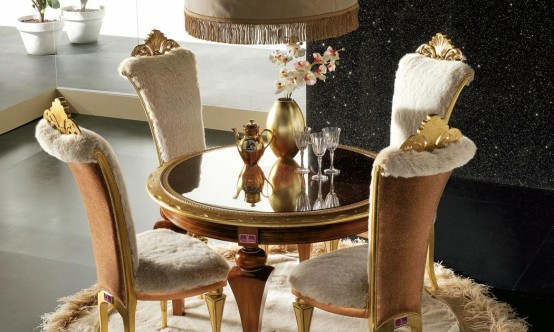 luxus esszimmer möbel baige gold kristallen rund tisch