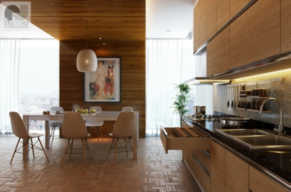 modern-wohnküche-design-holz