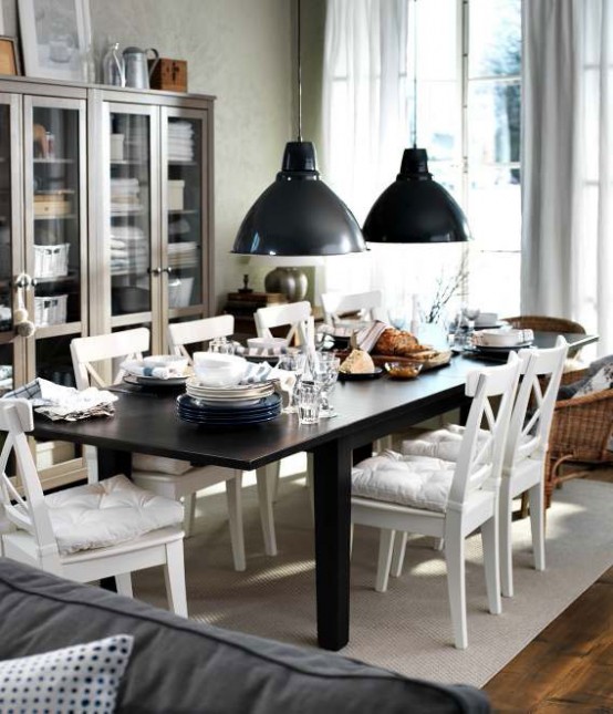 moderne esszimmer design ideen ikea schwarz weiß kompakt sofa