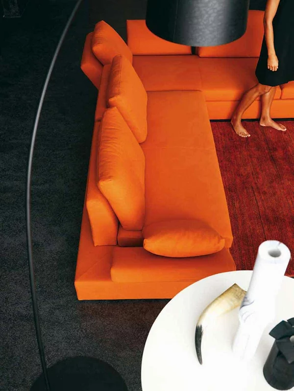 modernes wohnzimmer design grell orange originell