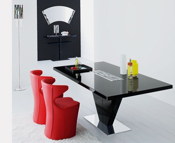 möbel luxus innovativ sessel esstisch schwarz rot
