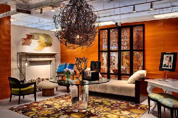 orange interior design ideen kamin sofa tisch