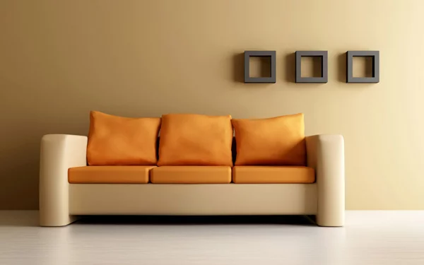 orange interior design ideen sofa kissen beige
