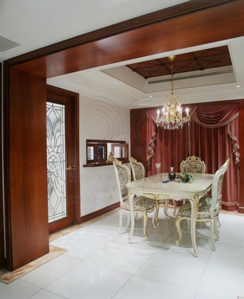 orientalische esszimmer interieurs holz marmor tisch stühle vorhänge