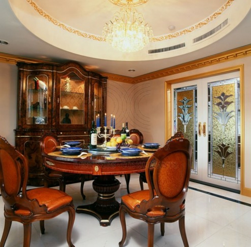 orientalische esszimmer interieurs holz möblierung kronleuchter kerzenständer