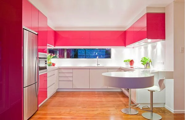 pink farbe einrichtung stark küche weiß modern