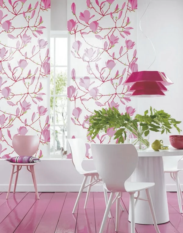 pink interiors ideen stilvoll akzente rosa fußboden