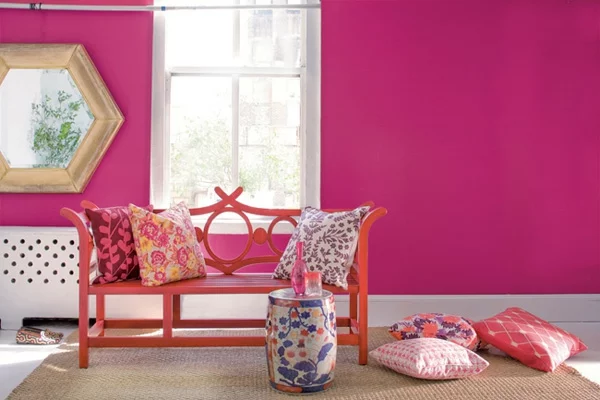 pink interiors ideen stilvoll wand grell gestrichen