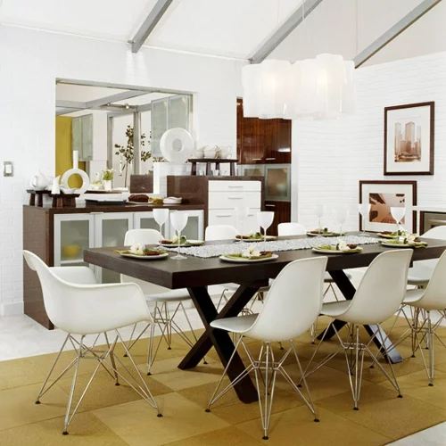retro küchen jahrhundertmitte weiße plastische stühle
