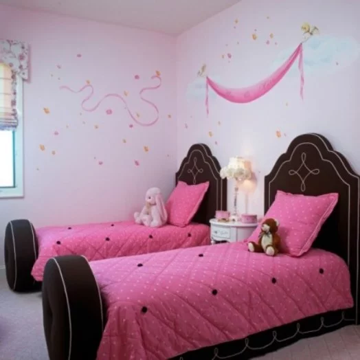 rosabraune kinderzimmer designs tapeten einzelbetten