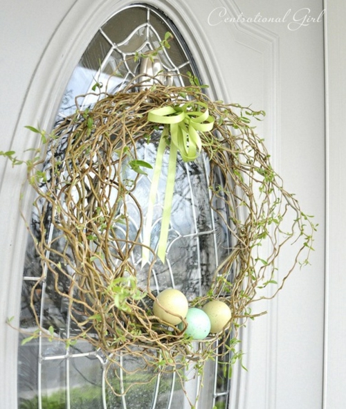 schlicht originell kranz ostern eier tür oval glas front veranda