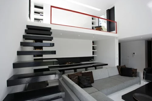 schickes interior design treppen wohnzimmer stilvoll elegant
