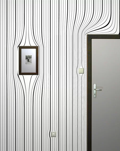Surrealistische Tapeten schwarz weiß streifen optisch illusion