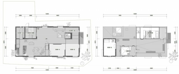 Weißes, transparentes Haus asien design fußboden erdgeschoss plan