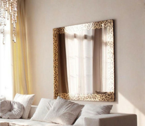 wohnzimmer dekoration spiegel goldrahmen