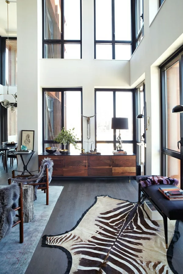 zebrastreifen teppich originell luxus extravagant wohnzimmer design