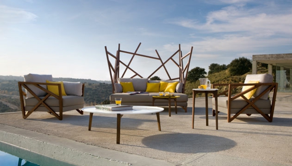 Polyrattan Gartenmöbel tisch stuhl außenbereich avantgardistisch tisch