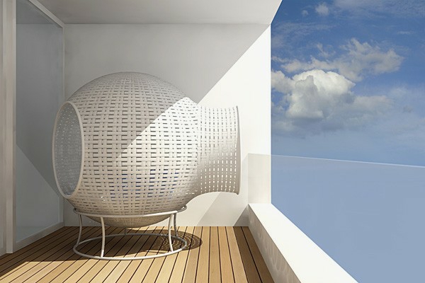 balkon liege ideen weiß rund plastisch originell Balkon Relax Liege Ideen