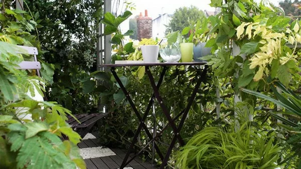 bequeme balkon designs ideen kleingarten grün