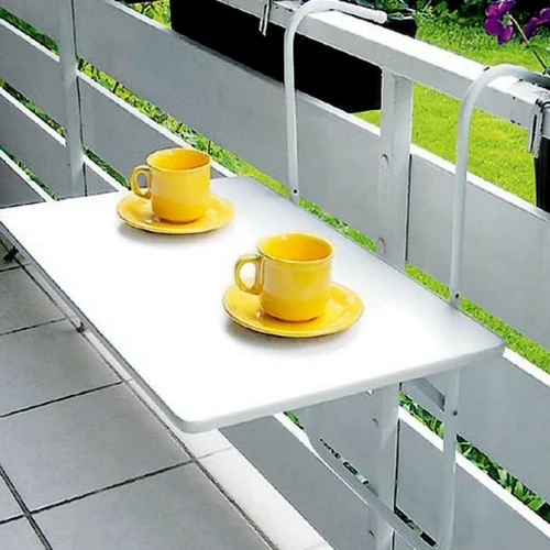 coole balkon möbel ideen hängetisch tasse untertasse gelb