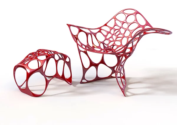coole gartenmöbel designs rot batoidea stuhl beistelltisch