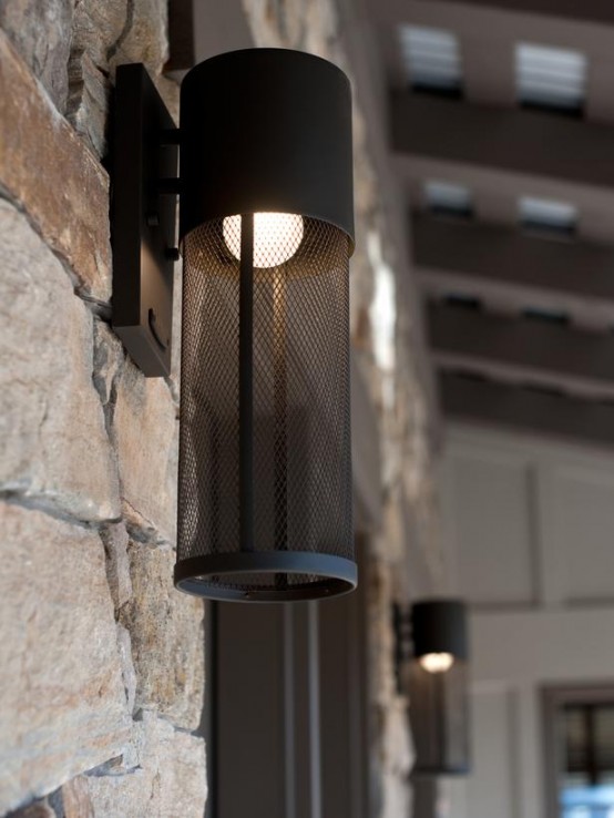 designer terrasse veranda holz vintage möbel wand lampe