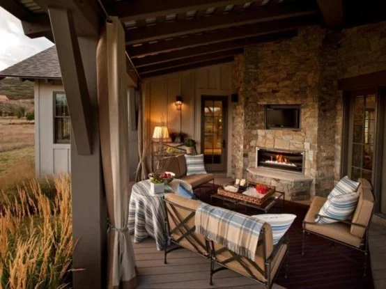 designer terrasse veranda holz vintage möbel wohnzimmer