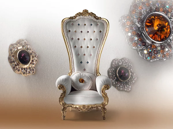 designer throne stuhl  samt caspani weiß schmuckstück