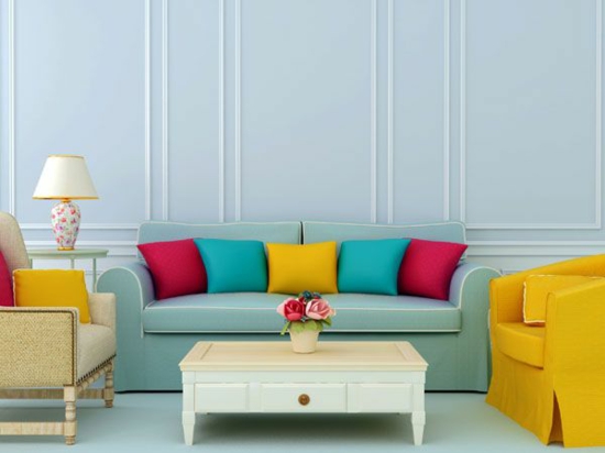 feng shui farben elemente farbschema bunt energie wohnzimmer sofa