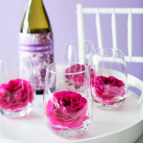 Tisch Deko Ideen zum Muttertag festlich orange rosa originell