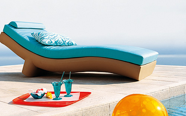 möbel design kokonut lounge liege blau