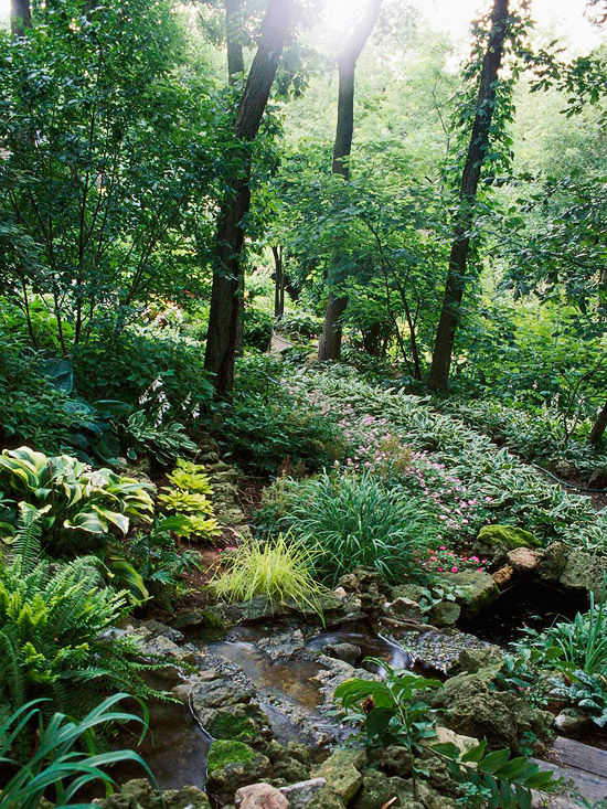 Frühlingsideen dafür, wie man einen Schatten Garten gestalten kann