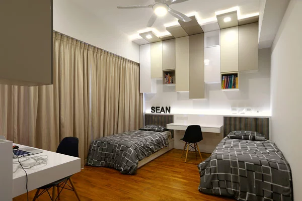Vier – Level- Terrassen-Haus  gardinen schlafzimmer einzelbetten