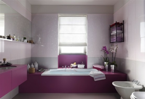 badezimmer design möbel weiblich duschkabine violett