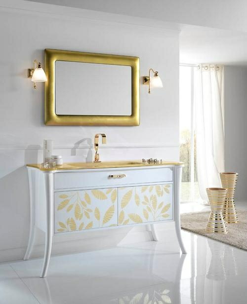 badezimmer design möbel weiblich spiegel rahmen gold