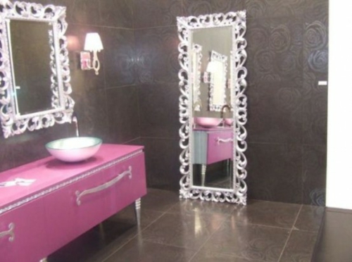 badezimmer design möbel weiblich spiegel rahmen pink