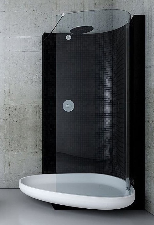 badezimmer ideen duschkabine glass idromassaggio schwarz weiß