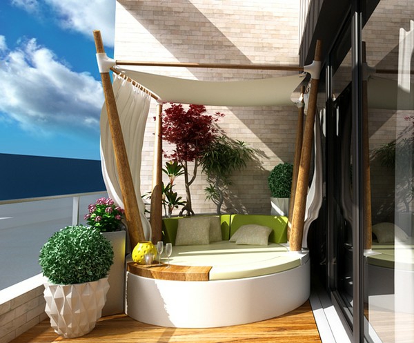 grünen balkon gestalten ideen baldachin