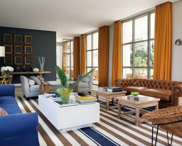 coole farben für wohnzimmer sofa streifen teppich design