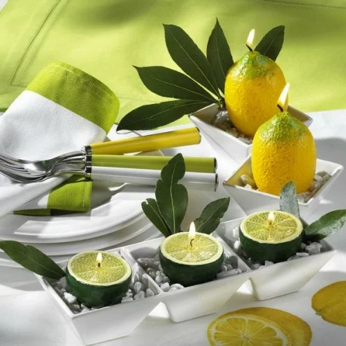 coole kerzen ideen sommer zitronen lime grün frisch