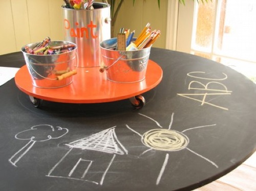 tolle kindertisch ideen klassisch schwarz tafel zeichnen