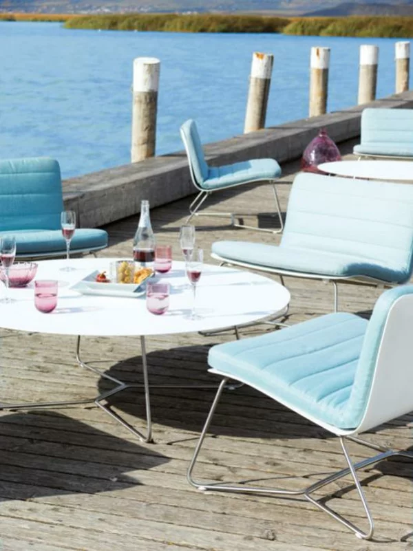 coole trendy outdoor möbel designs viteo meerblaue auflagen