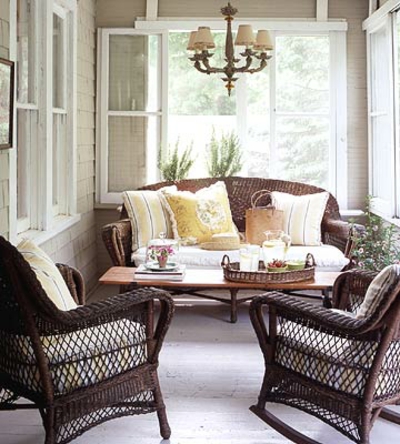 coole veranda designs leicht rattan braun weiß