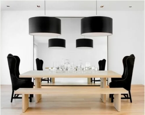 elegante esszimmer designs idee schwarz minimalistisch holz