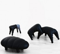 Erstaunliche Leder Stuhl Kollektion von Frederik Färg sieht wie eine Tiergruppe aus