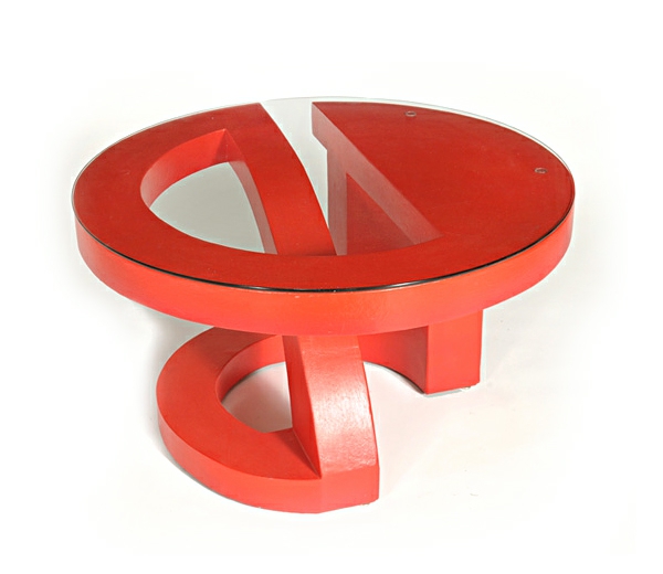 verchromte extrem kreative, coole Kaffee Tisch rote farbe