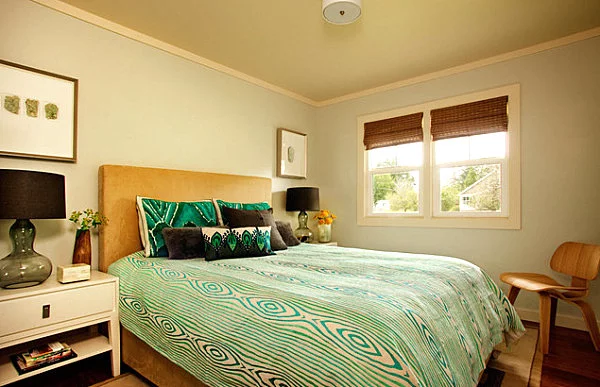 farbiges interior design smaragdgrün schlafzimmer bettwäsche